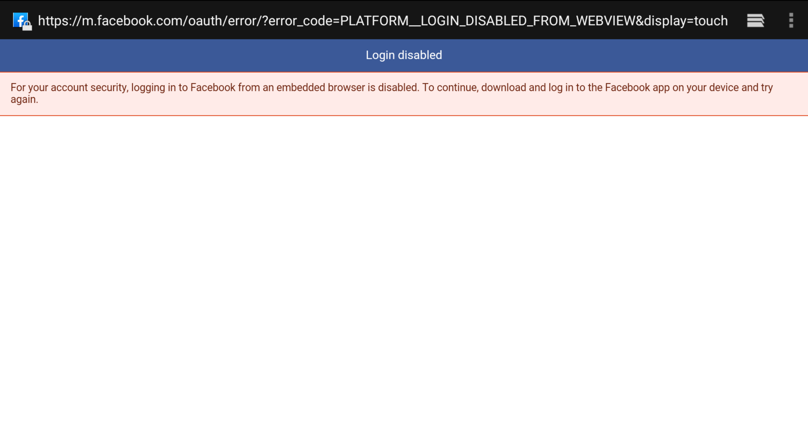 How to fix the issue when logging into Facebook is disabled